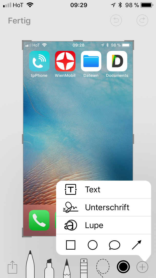 Screenshot-Bearbeitung am iPhone